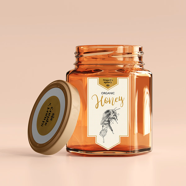 Honey jar label design by Aga Grandowicz