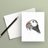 Greeting card – Atlantic puffin, illustration by Aga Grandowicz.