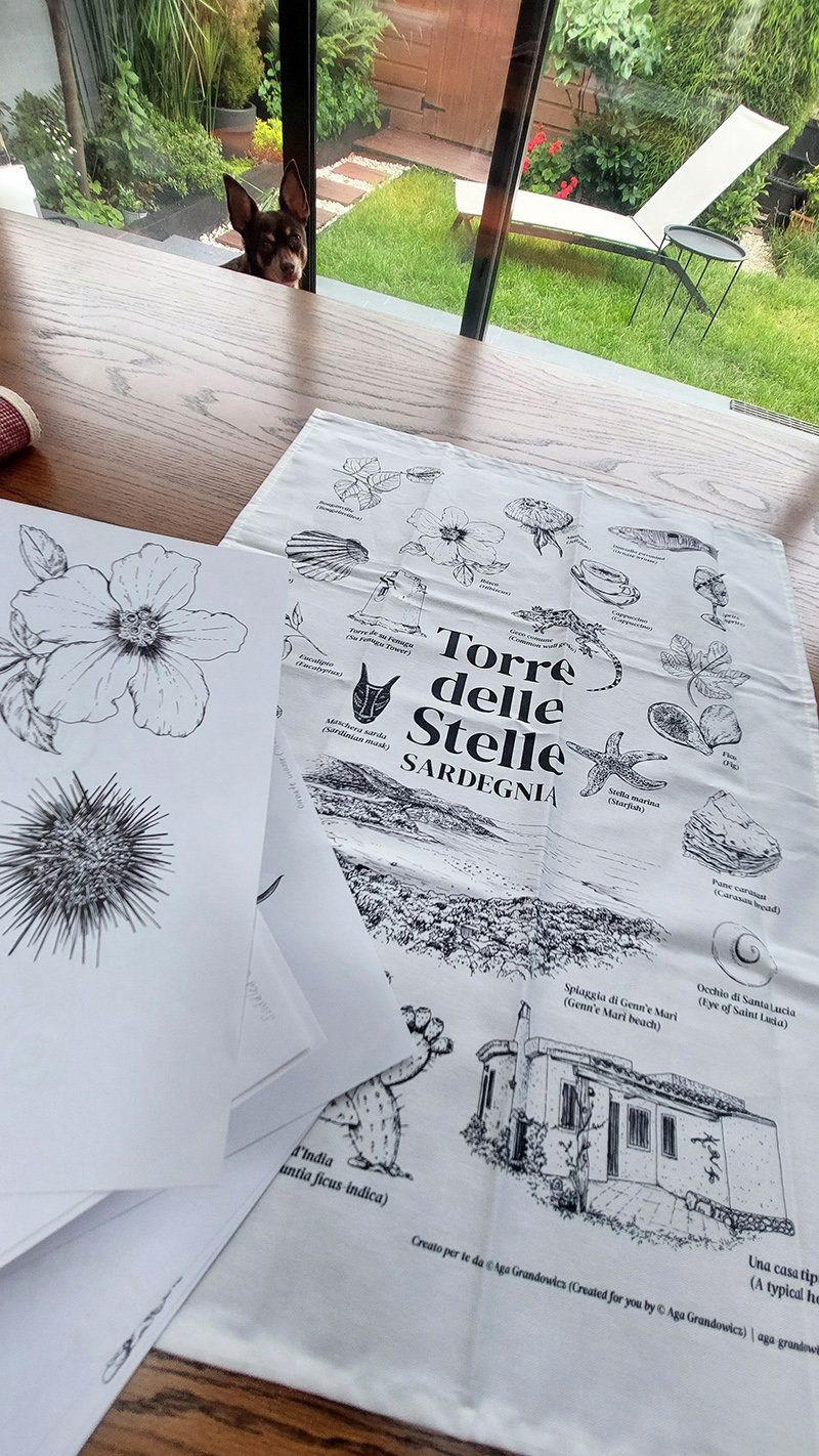 Torre delle Stelle Tea Towel – Illustrated Sardinian Nature & Culture
