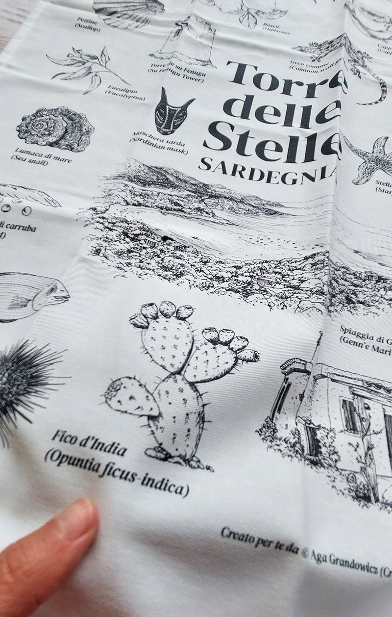 Torre delle Stelle Tea Towel – Illustrated Sardinian Nature & Culture