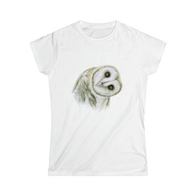 Women's Softstyle T-shirt with a watercolour painting of a Barn Owl